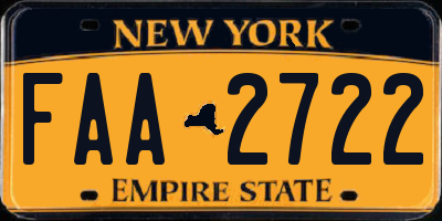 NY license plate FAA2722