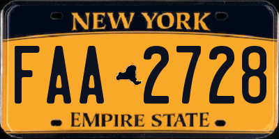 NY license plate FAA2728