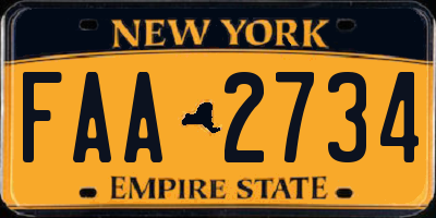 NY license plate FAA2734