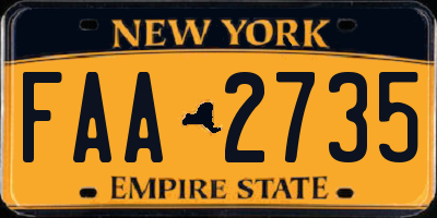NY license plate FAA2735