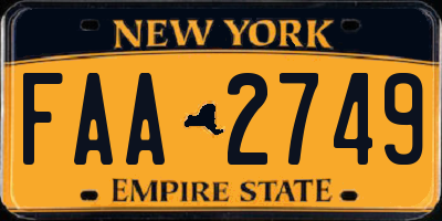 NY license plate FAA2749