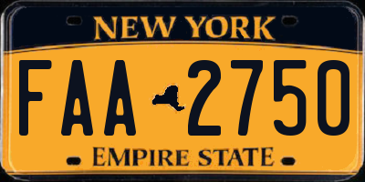 NY license plate FAA2750