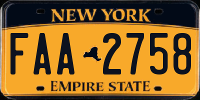 NY license plate FAA2758