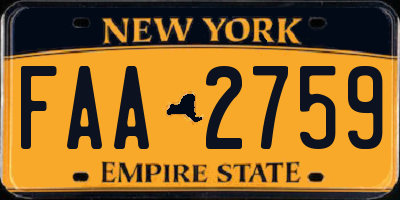 NY license plate FAA2759