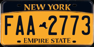 NY license plate FAA2773