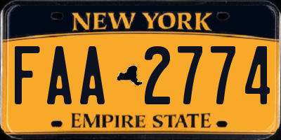 NY license plate FAA2774