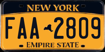 NY license plate FAA2809