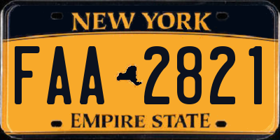 NY license plate FAA2821