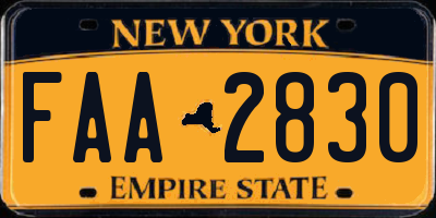 NY license plate FAA2830