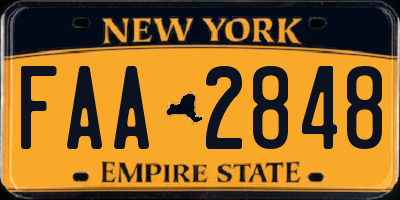 NY license plate FAA2848