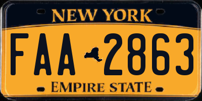 NY license plate FAA2863