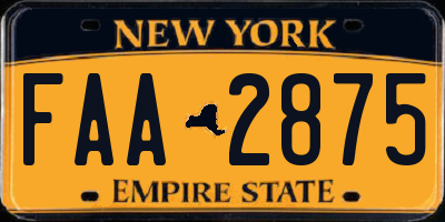 NY license plate FAA2875