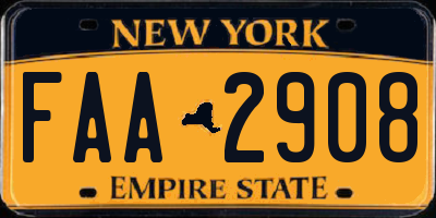 NY license plate FAA2908