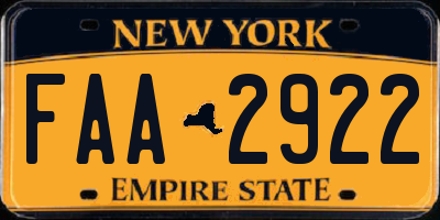 NY license plate FAA2922