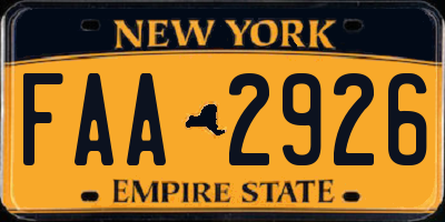 NY license plate FAA2926