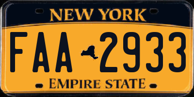 NY license plate FAA2933