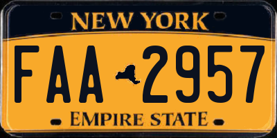 NY license plate FAA2957