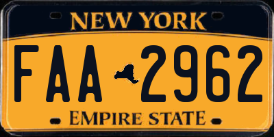 NY license plate FAA2962