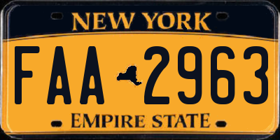 NY license plate FAA2963