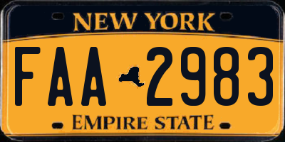 NY license plate FAA2983