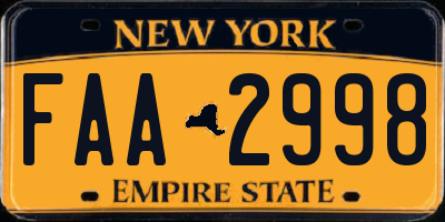 NY license plate FAA2998