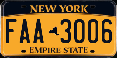 NY license plate FAA3006