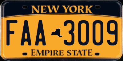 NY license plate FAA3009