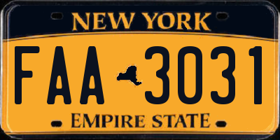 NY license plate FAA3031