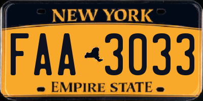 NY license plate FAA3033