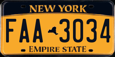 NY license plate FAA3034