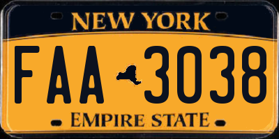 NY license plate FAA3038