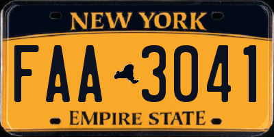 NY license plate FAA3041