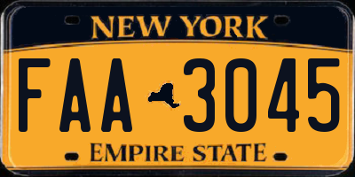 NY license plate FAA3045