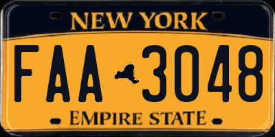 NY license plate FAA3048