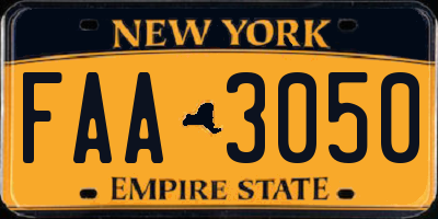 NY license plate FAA3050