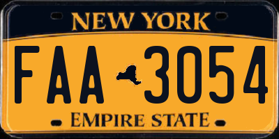 NY license plate FAA3054