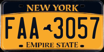 NY license plate FAA3057