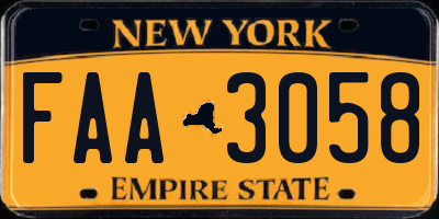 NY license plate FAA3058