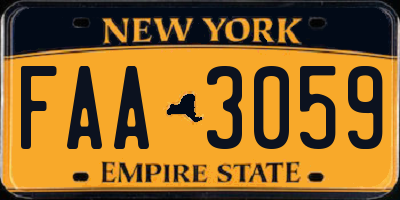 NY license plate FAA3059