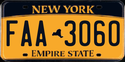 NY license plate FAA3060