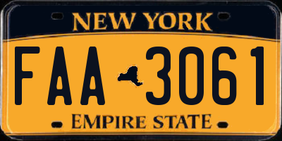 NY license plate FAA3061