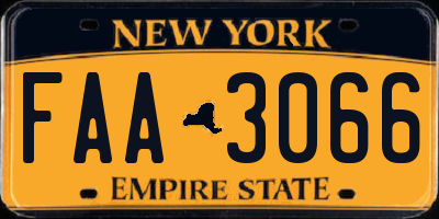 NY license plate FAA3066