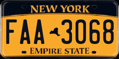 NY license plate FAA3068