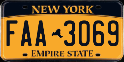 NY license plate FAA3069