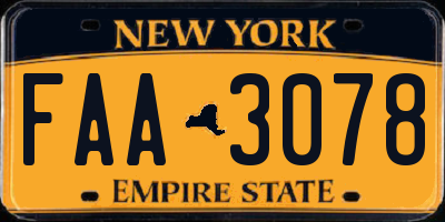 NY license plate FAA3078