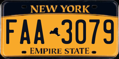 NY license plate FAA3079