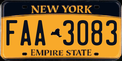 NY license plate FAA3083