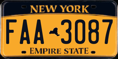 NY license plate FAA3087