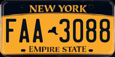 NY license plate FAA3088