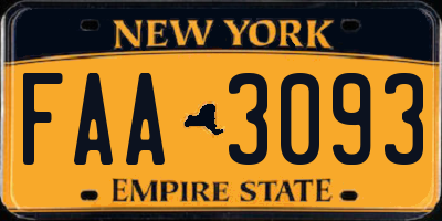 NY license plate FAA3093